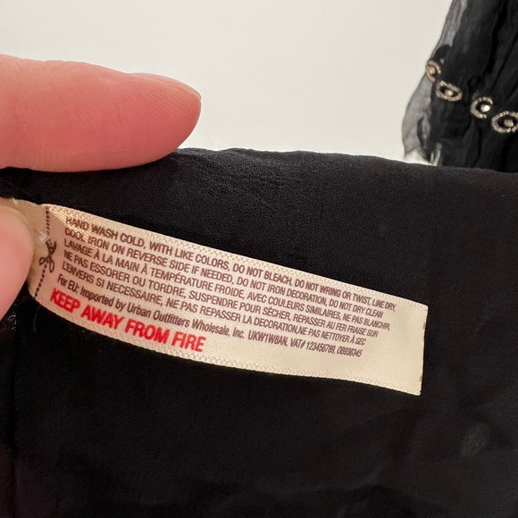 Free People Boho Sheer Black Mini Dress Embroidered Sequin Racerback Top Small - Picture 5 of 7